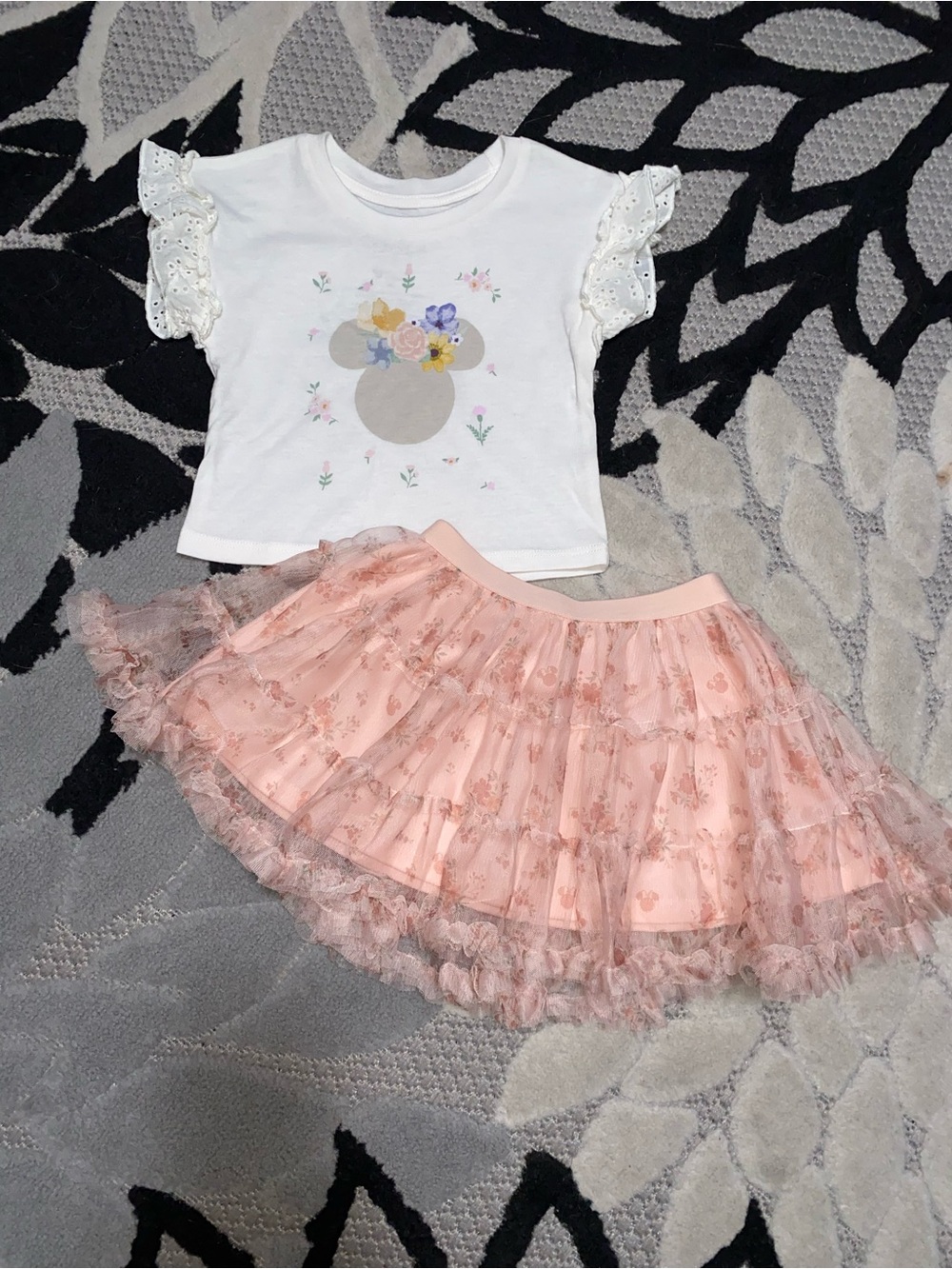 Carter's 18 Months White Eyelet Sleeve Tee with Pink Tulle Skirt